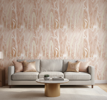 Papier peint motif effet marbre rose et or - TenStickers