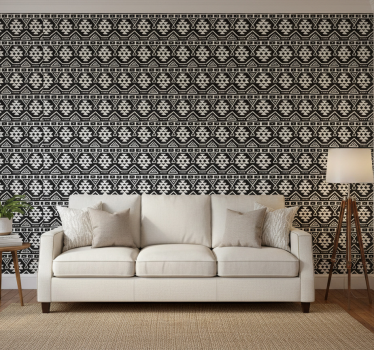 Papier peint motif motif bohème noir et blanc - TenStickers
