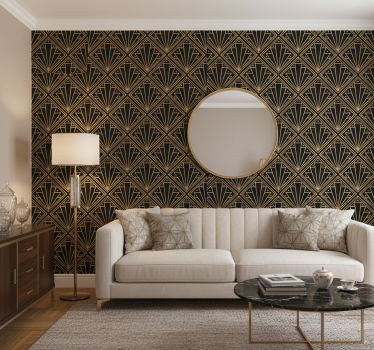 Papier peint motif motif décoratif doré et noir - TenStickers