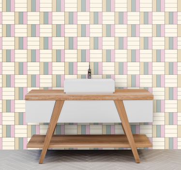 Papier peint salle de bain rayures à motifs géométriques - TenStickers