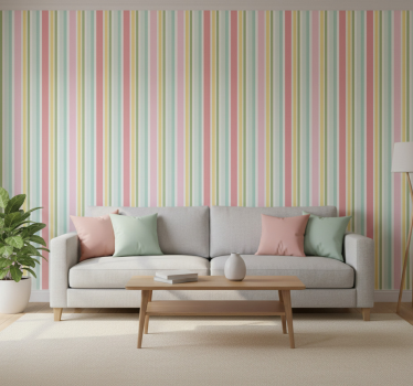 Papier peint motif rayures pastel multicolores horizontales - TenStickers