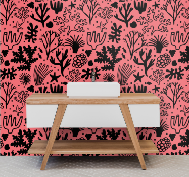 Papier peint salle de bain éléments de récifs coralliens - TenStickers