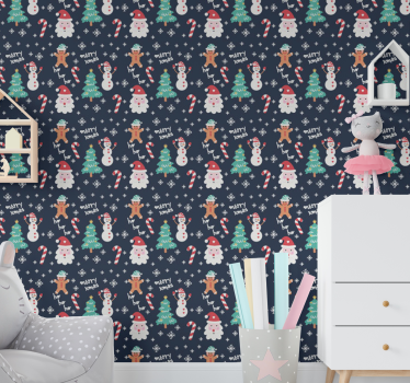 Papier peint Noël ambiance festive des fêtes - TenStickers