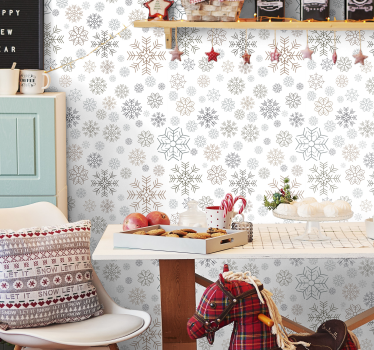 Papier peint Noël charme d'hiver flocon de neige - TenStickers