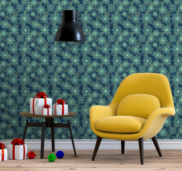 Papier peint Noël décor de flocon de neige bleu - TenStickers