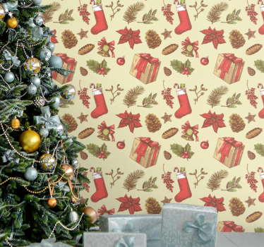 Papier peint noël design festif de noël - TenStickers