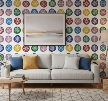 Papier peint noël flocons de neige colorés - TenStickers