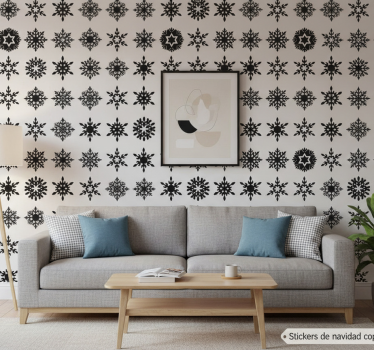 Papier peint noël flocons noirs - TenStickers