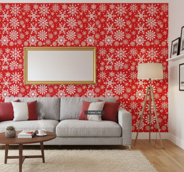 Papier peint noël flocons rouges - TenStickers