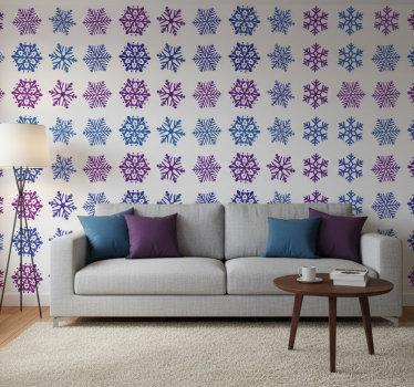 Papier peint noël flocons violets et bleus - TenStickers
