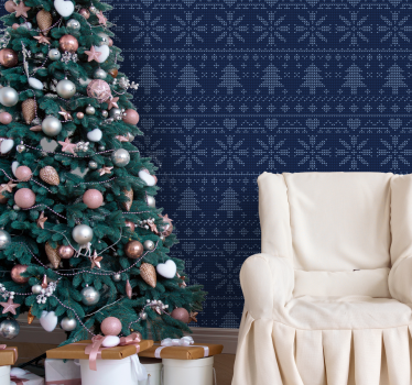 Papier peint Noël modèle de tricot festif - TenStickers