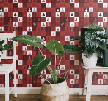 Papier peint Noël modèles d'arbres festifs - TenStickers