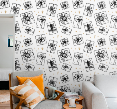Papier peint Noël modèles de noeuds cadeaux - TenStickers