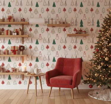 Papier peint noël motif d'arbres festifs - TenStickers