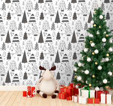 Papier peint Noël motif d'arbres festifs - TenStickers