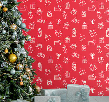 Papier peint Noël motif de cadeaux - TenStickers