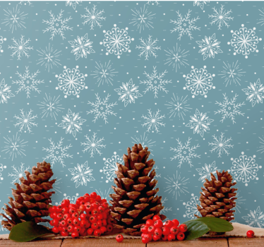 Papier peint Noël motif de flocons de neige - TenStickers