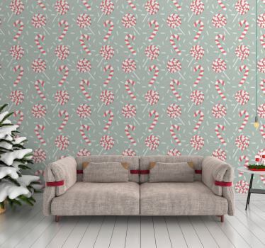 Papier peint Noël motif de friandises - TenStickers