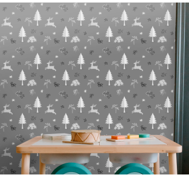 Papier peint Noël motif de paysage d'hiver - TenStickers