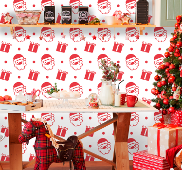 Papier peint noël motif festif du père noël - TenStickers