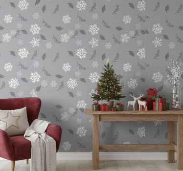 Papier peint noël motif flocon de saison - TenStickers