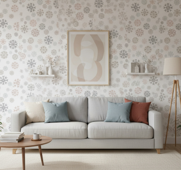 Papier peint noël motif flocons de neige beige - TenStickers