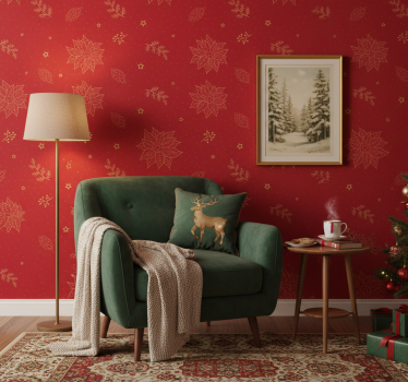 Papier peint noël motif vintage fleurs - TenStickers