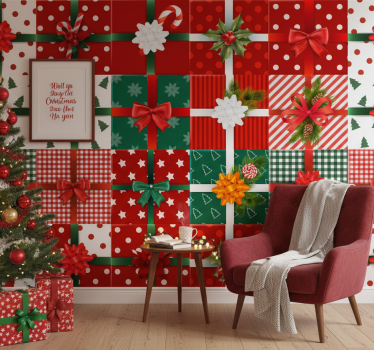 Papier peint noël motifs de cadeaux festifs - TenStickers