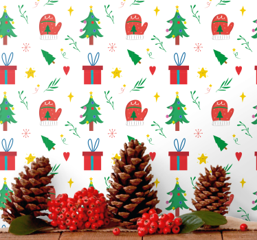 Papier peint Noël motifs de fêtes de fin d'année - TenStickers
