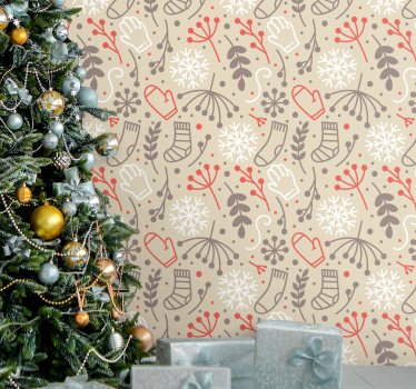 Papier peint Noël motifs festifs - TenStickers