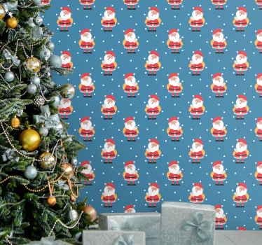 Papier peint noël motifs joyeux du père noël - TenStickers
