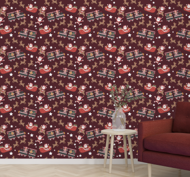 Papier peint noël traîneau de noël festif - TenStickers