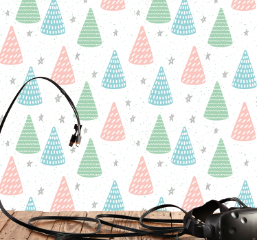 Papier peint Noël triangles festifs - TenStickers