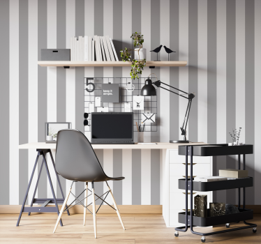 Papier peint bureau rayures grises et blanches - TenStickers