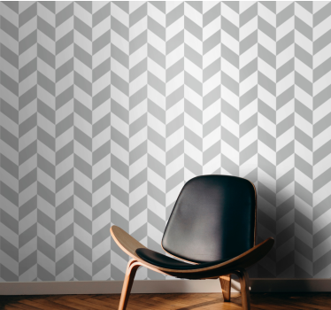 Papier peint couloir à chevrons blanc et gris - TenStickers