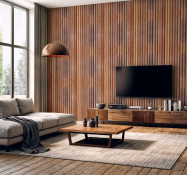 Papier peint salon planches de bois verticales - TenStickers
