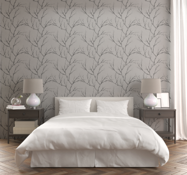 Papier peint tête de lit beaux arbres gris - TenStickers