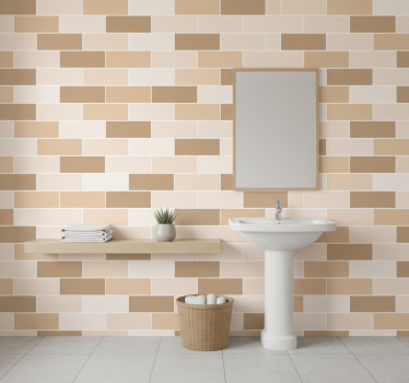 Papier peint salle de bain carreaux en briques neutres - TenStickers