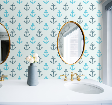 Papier peint salle de bain modèle d'ancre nautique - TenStickers