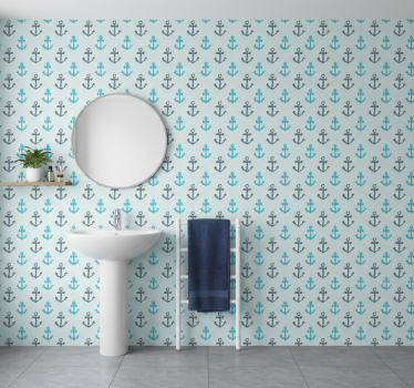 Papier peint salle de bain motif ancres - TenStickers