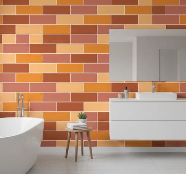 Papier peint salle de bain motif brique coloré - TenStickers