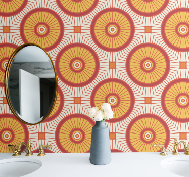 Papier peint salle de bain motif soleil rétro - TenStickers