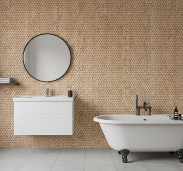 Papier peint salle de bain motif tissé naturel - TenStickers