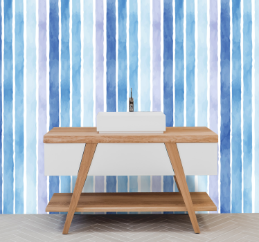 Papier peint salle de bain rayures verticales à l'aquarelle - TenStickers