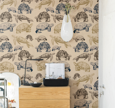 Papier peint chambre tortues beige - TenStickers
