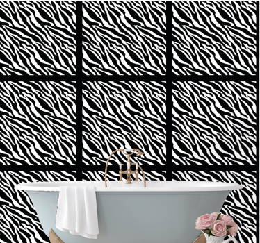 Papier peint salle de bain carreaux à motifs zébrés - TenStickers