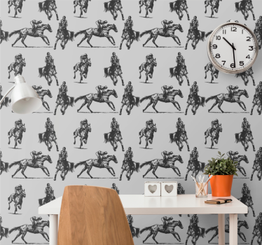 Tapisserie chambre Chevaux de course gris - TenStickers