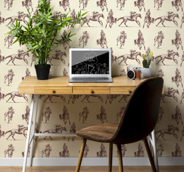 Tapisserie chambre sticker cheval beige et marron - TenStickers