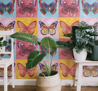 Papier peint papillons multicolores - TenStickers